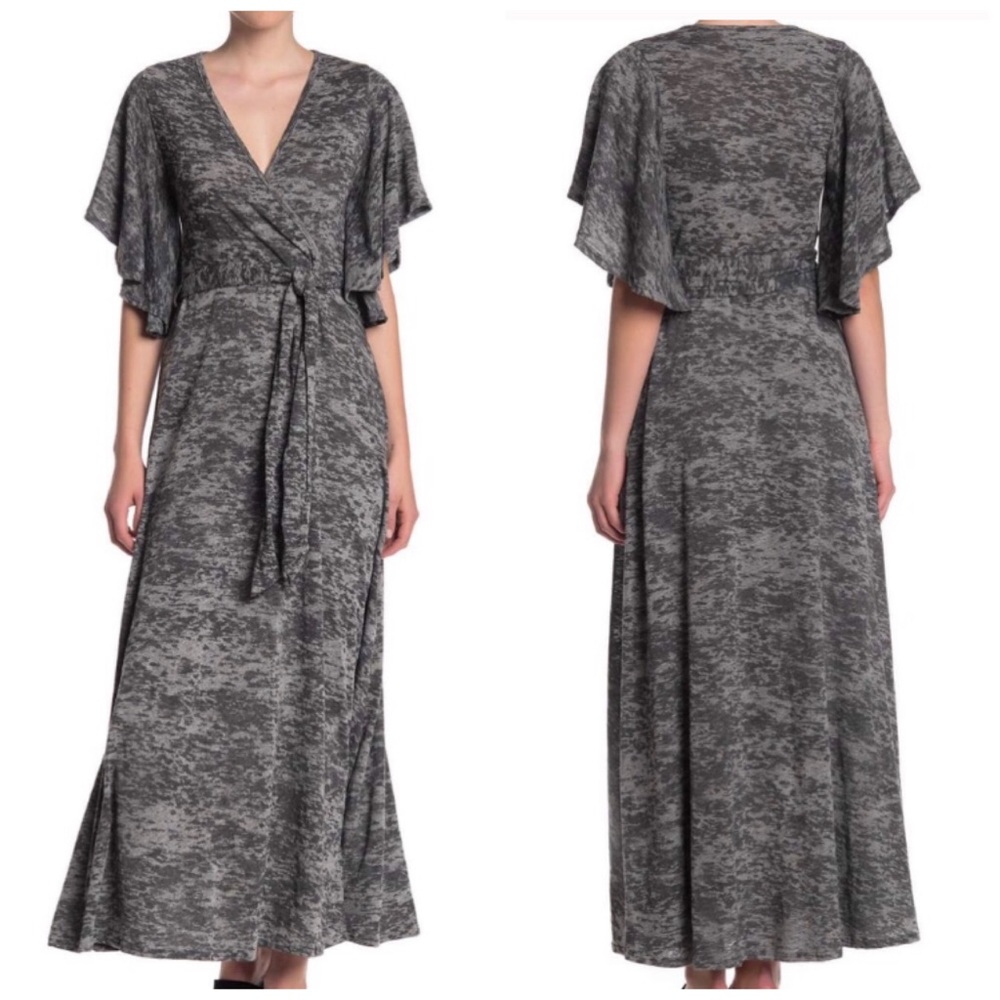 Go Couture Grey Bell Sleeve Maxi Dress NEW